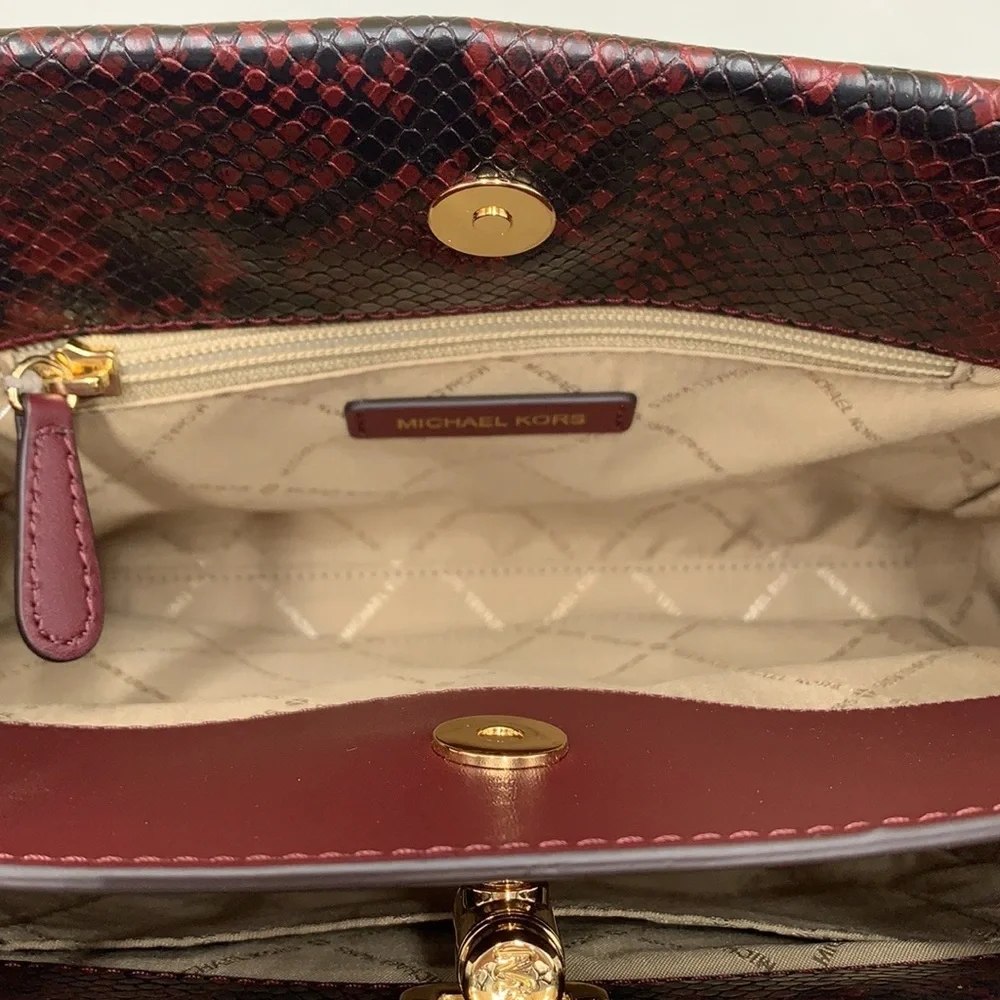 MICHAEL KORS PENELOPE MEDIUM TOP HANDLE SATCHEL MERLOT MULTI COLOR - Picture 14 of 16